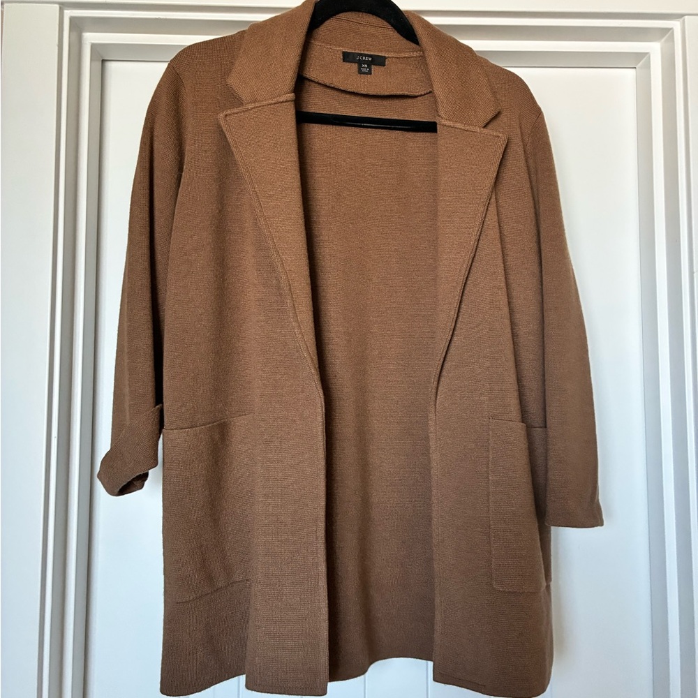 J. Crew Chestnut Ribbed Open Cardigan